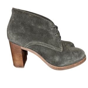 Johnston Murphy Ankle Boots Womens 8 Olive Green Suede Heeled Lace Up Booties